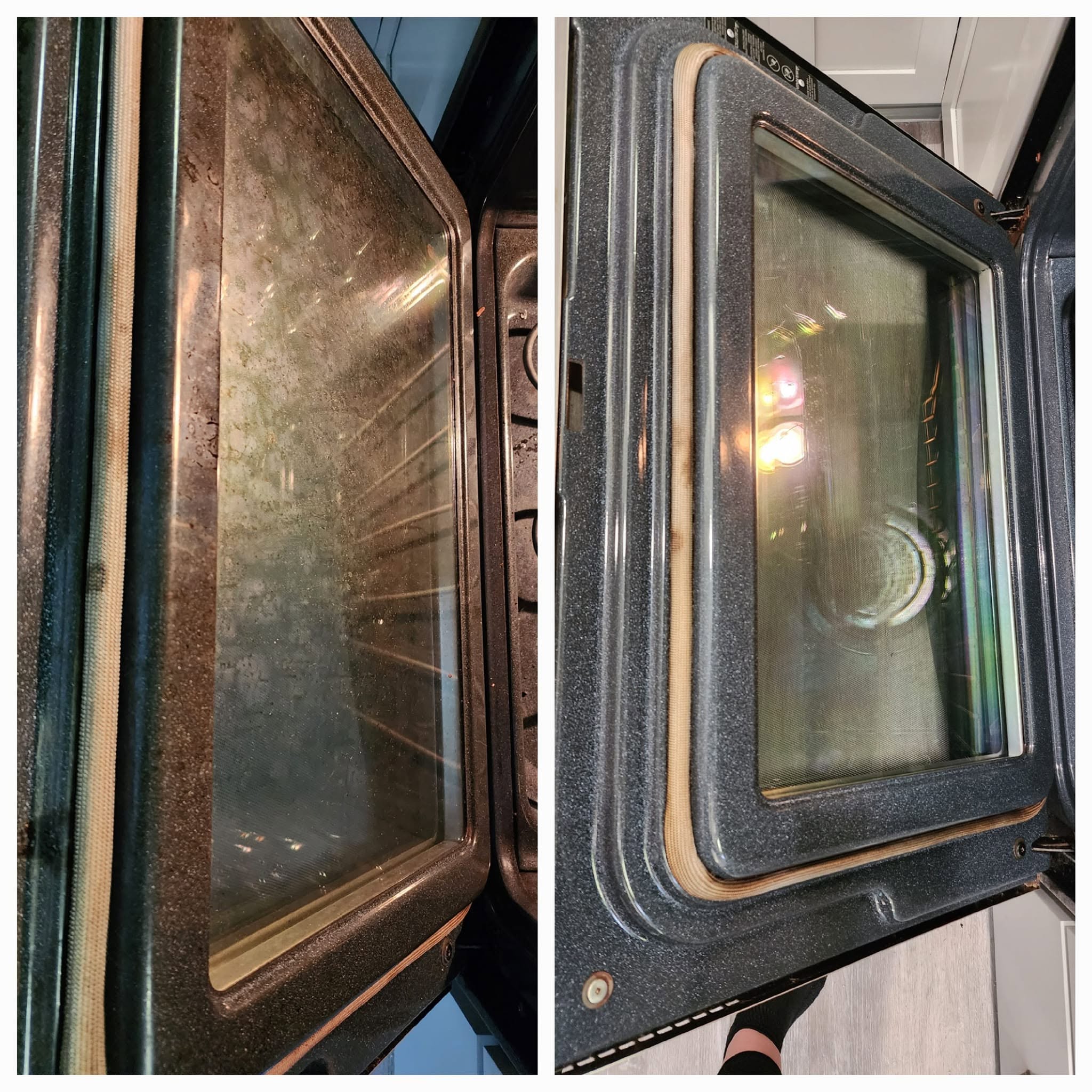 Oven deep cleaning, before and after cleaning by Dirtaway INC.